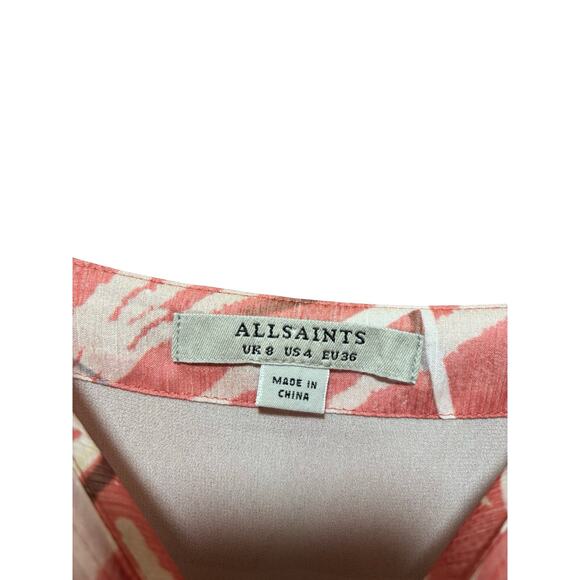 ALLSAINTS Enya Kazuno Pink Floral Ruffle Tiered Mini Dress- Size 4 - Picture 4 of 7